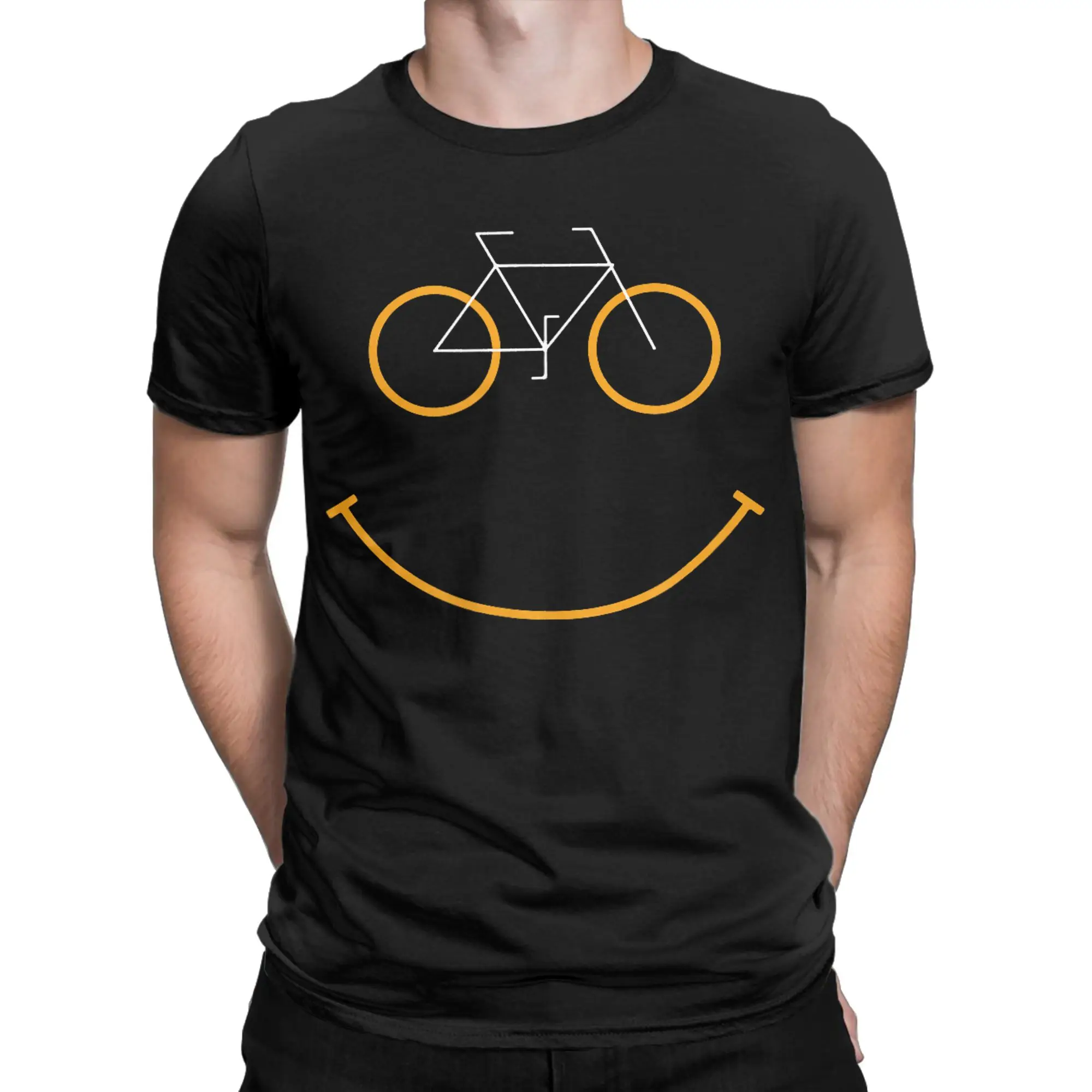 Harajuku T Shirt Funny Bicycle Smile Bike Smiling Face Biking T Shirts  Hip Hop Tee Shirt for Men Summer Short Sleeve Tops
