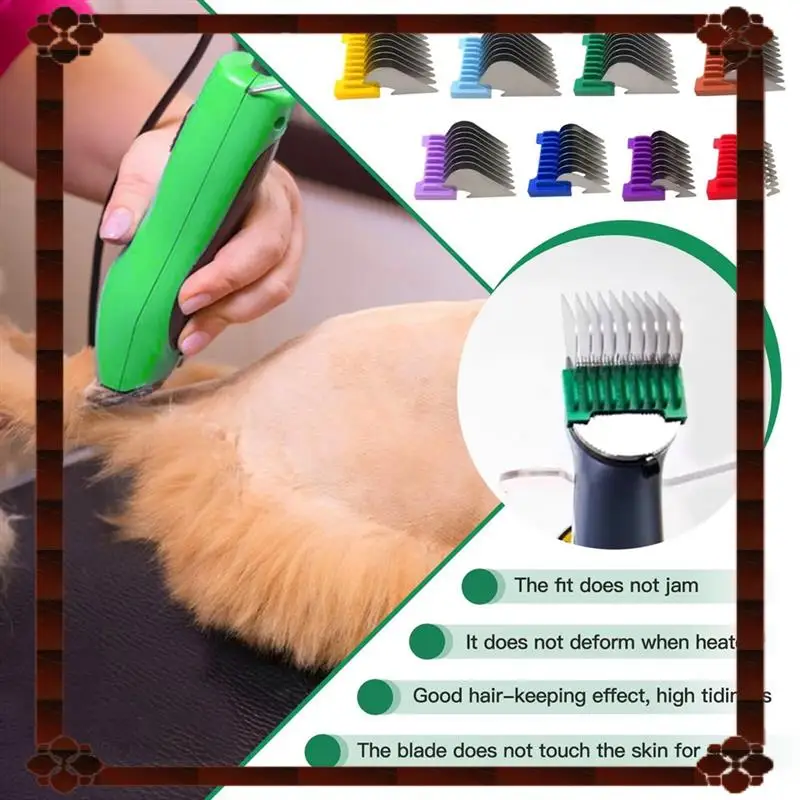 24시간 배송 동물 스테인레스 스틸 8색 헤어 가이드 빗 세트 8색 가이드 빗 세트 절단 길이 3Mm-25Mm