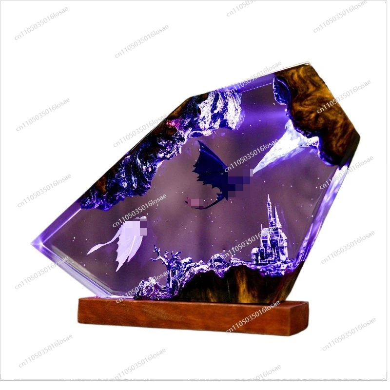 

Dragon Organism Resin Table Light Creactive Art Decoration Theme 7 Colors Night Light USB Charge
