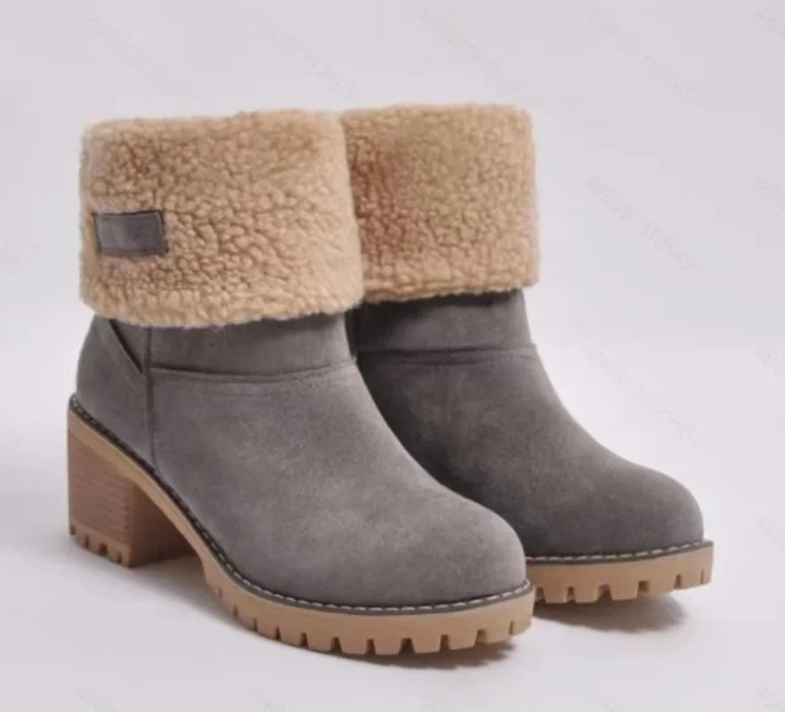 Botas de nieve gruesas y cálidas para Mujer, botines clásicos, cómodos y gruesos, invierno, novedad de 2024