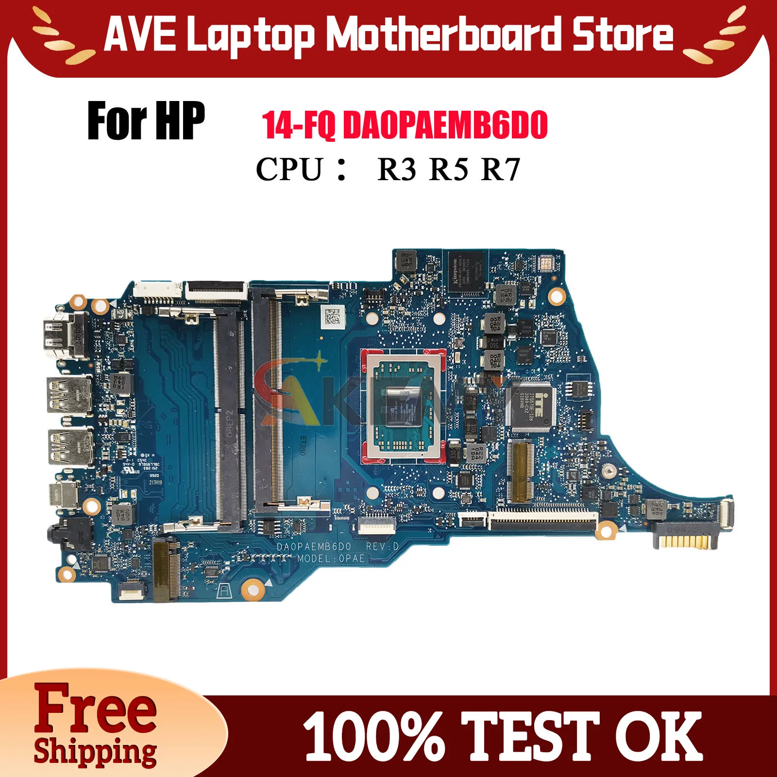 DA0PAEMB6D0 untuk Motherboard Laptop HP 14-FQ 14S-FR dengan Ryzen R3 R5 R7 CPU DDR4 M03771-601 M03771-601 100% Sepenuhnya Diuji