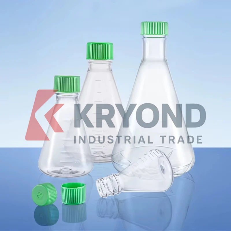 Sterile Plastic Triangular Shake Flask Cell Culture Flask Conical Shake Flask with Breathable Cover Original Product