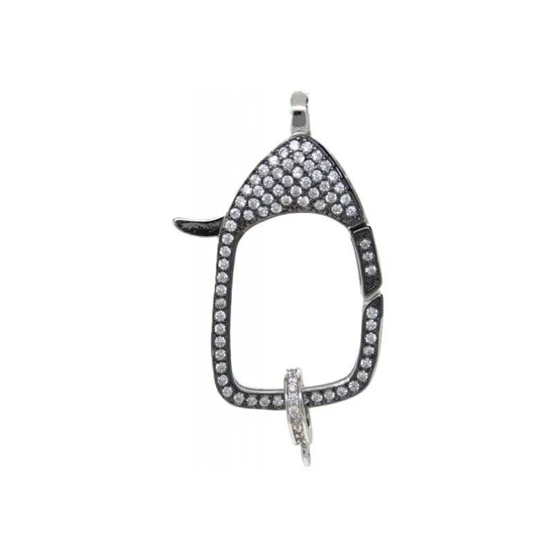 10Pcs Gun Black Plated Cubic Zirconia Connector Charms Crystal Penguin Closure Clasps DIY Necklace Bracelet Jewelry Making