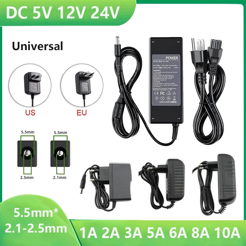 DC 220V Power Adapter 5V 12V 24V 1A 2A 3A 5A 6A 8A 10A Power Universal  Adapter Plug For LED Light Router  Controle