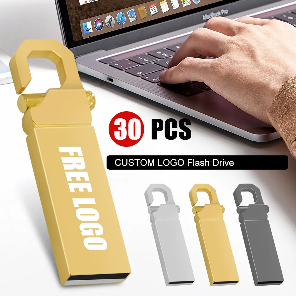

30PCS/lot Free Custom LOGO Metal USB Pendrive 1GB 2GB 4GB 8GB 16GB Music Flash Pen Drive 32GB Memory Stick Company Gift U-disk