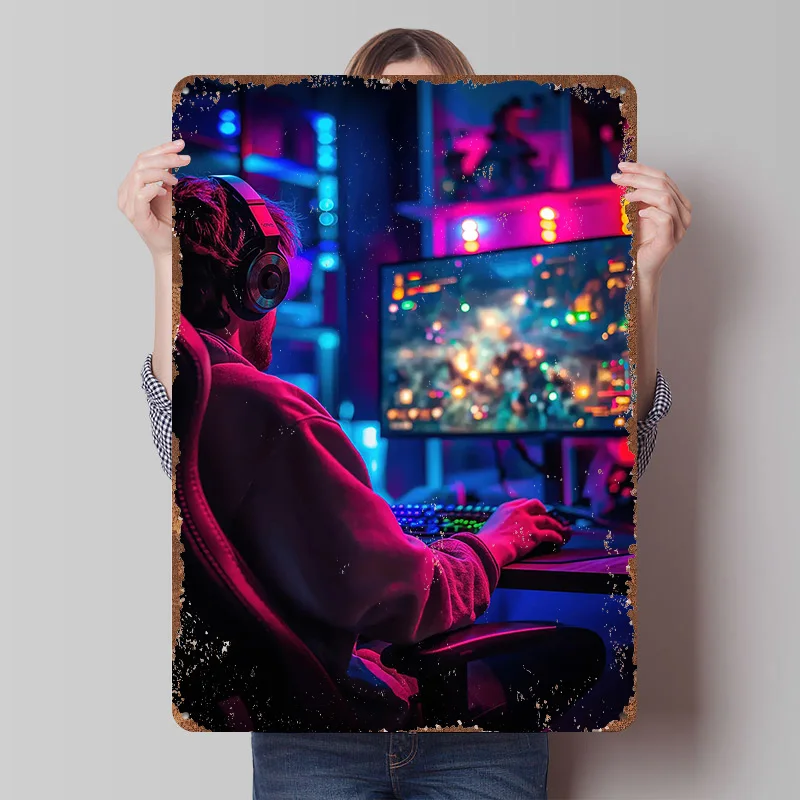 

Плакат «Игрок в действии»: Винтажные металлические вывески на заказ, настенный декор, ретро-таблички из жести для украшения комнаты, аксессуары для домашнего декора