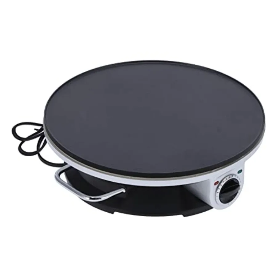

Non-Stick Electric Crepe Maker with Temperature Control for Roti Pancakes Cookies Quesadillas Crepes Lunch Snacks in Silver