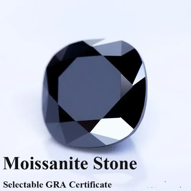 

Moissanite Stone Black Natural Color Cushion Cut Lab Grow Diamond for DIY Necklace EarMaterial with Certifi