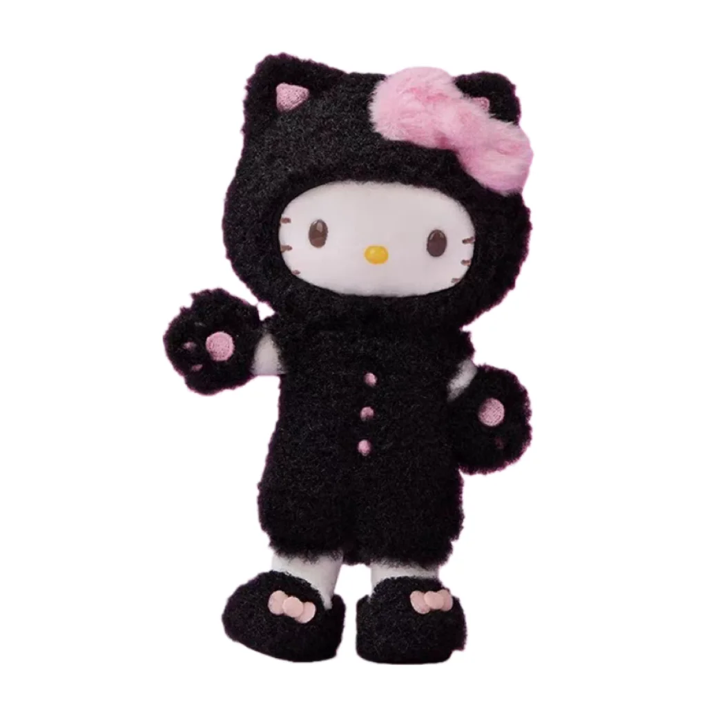 Sanrio Black cat Hello Kitty Cartoon Long legged Plush Doll kawaii Daily Series Kitty cat y2k Schoolbag Pendant Keychain  Gift