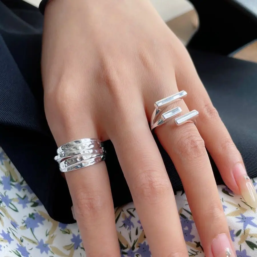 

New Fashion Wide Geometric Line Wrapped Open Ring Suitable For Personalized Charm Women's Party Accessories Jewelry Gifts