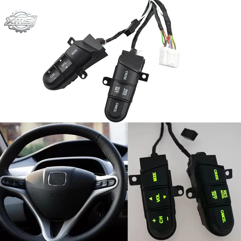 

Interruptor de Control de Audio para Volante con Retroiluminación Roja y Verde 36770-SNA-A12 36770SNAA12 para Honda Civic Jazz/F