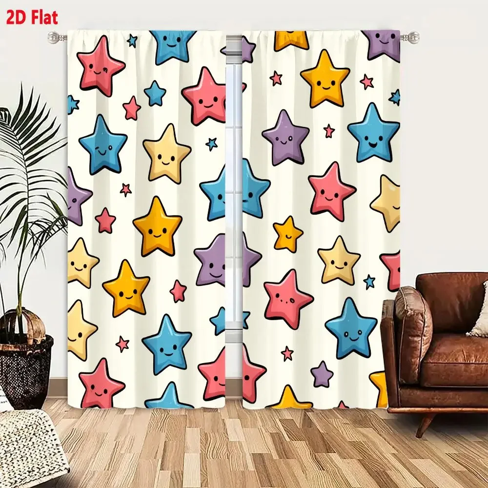 Cute Star Shape Curtain Panels for Nursery Kids Room Nursery Decor Window Treatment Light Filtering