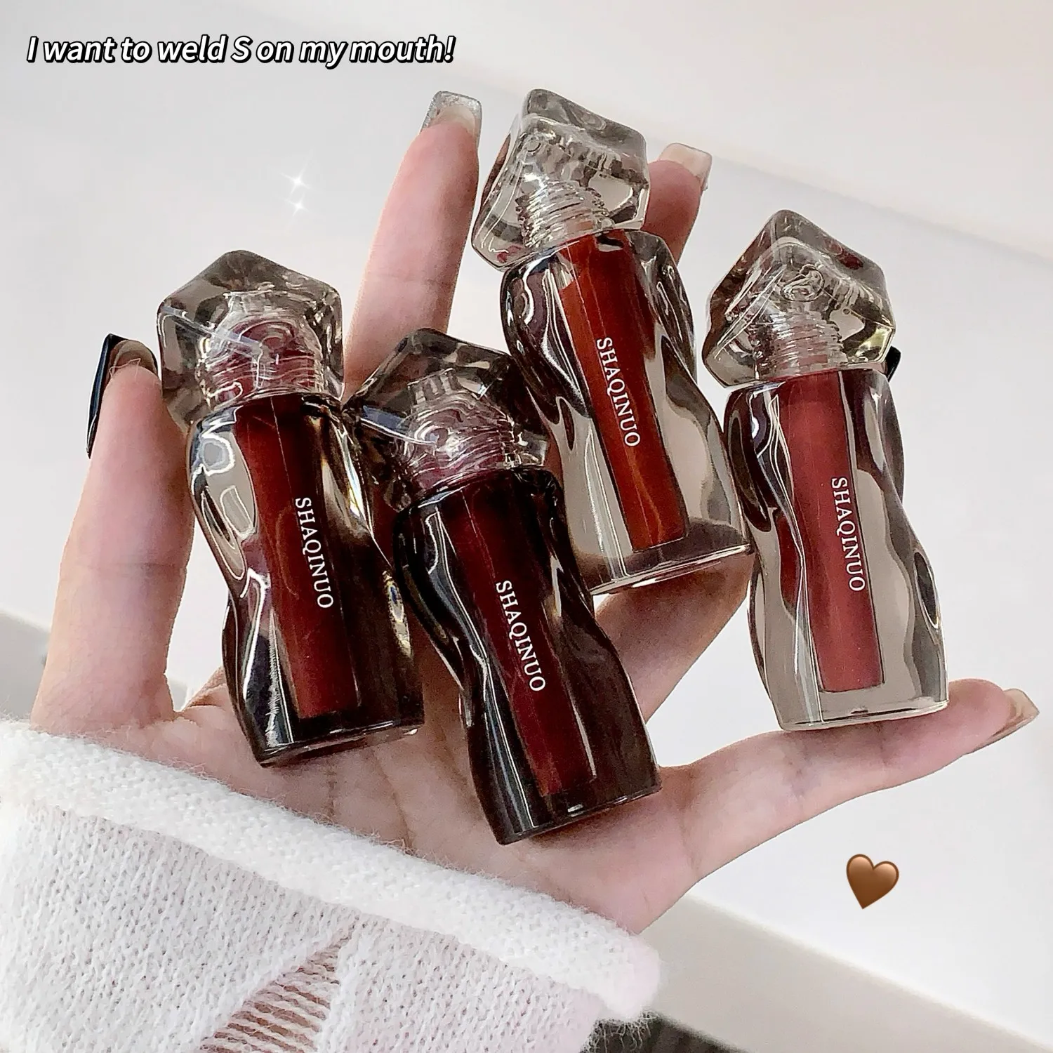 SHAQINUO Water Light Lip Gloss Glassy High Shine Moisturizing Liquid Lip Tint Non Sticky Sheer Glossy Lip Makeup for Women