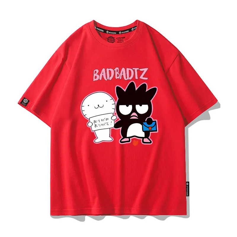 

Children's T-shirt Sanrio Cool Penguin Pure Cotton Printed Round Neck Parent Child Wear Men's and Women's Short Sleeves