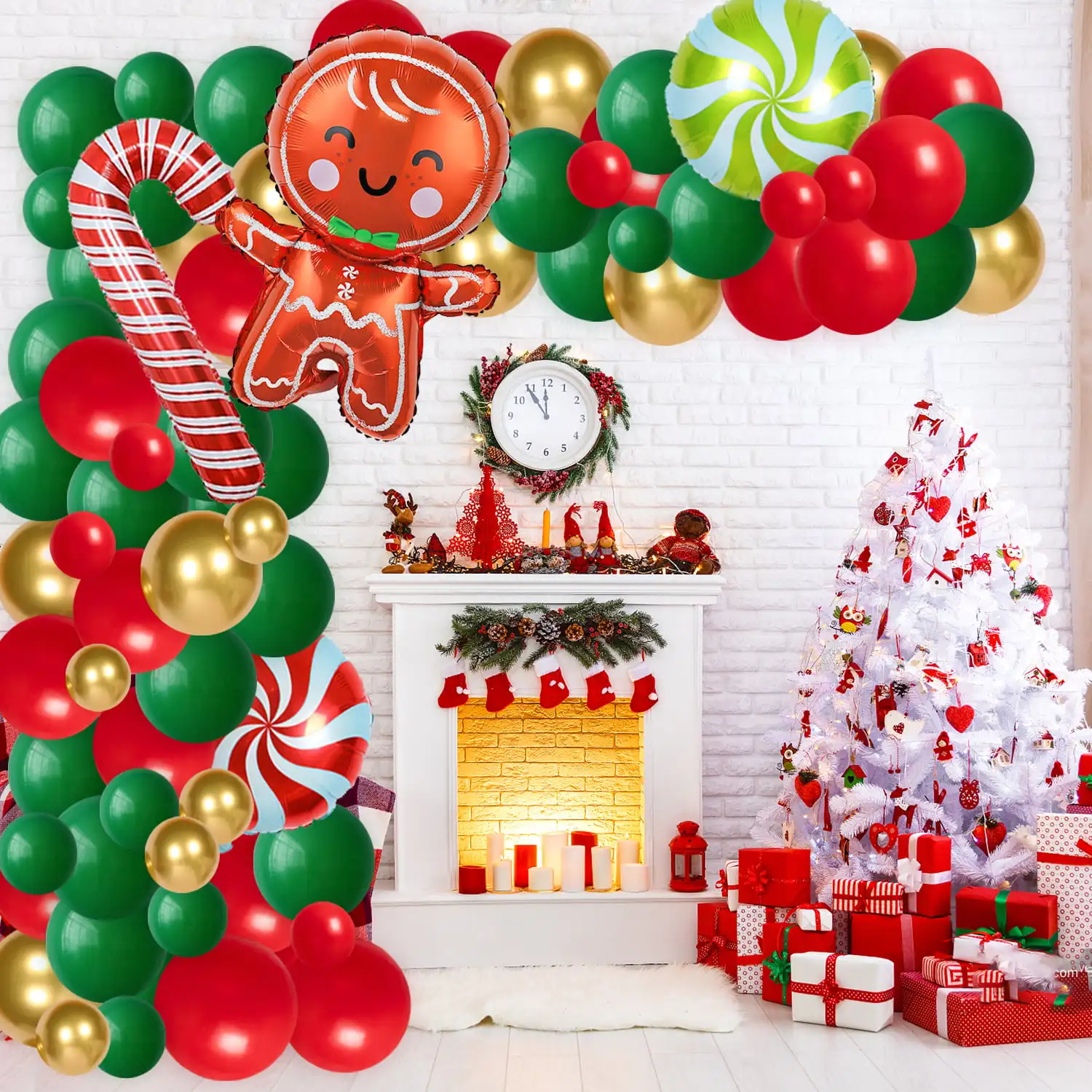 

Merry Chiristmas Theme Party Decoration Gingerbread Man Candy Cane Lollipop Foil Balloon for New Year Eve Xmas Party Supplies