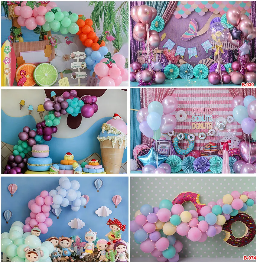 

Baby Shower Birthday Backdrops Cake Ice Cream Dessert Balloons Interior Decoration Donuts Fruit Backgrounds Studio Photographic