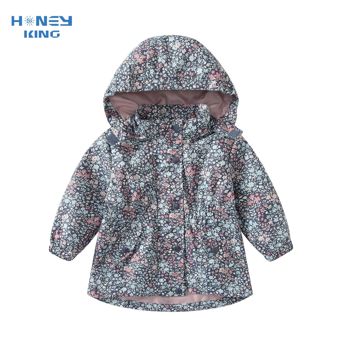 

HONEYKING Girls Spring Jackets Coat Childrens Little Girl Floral Print Hooded Outwear For Kids Baby Windbreaker Outdoor Clothes