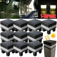 Outdoor Garden Street LED Light Solar Panel Pipe Pillar Post Square IP44 Waterproof Monocrystalline Cap Fence Lamp