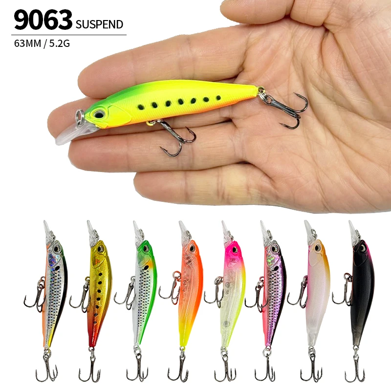

50pcs 63mm 5.2g Suspending Minnow Fishing Lures Rozante Jerkbait Trout Bass Artificial Baits UV Paint Culter Alburnus Equipment