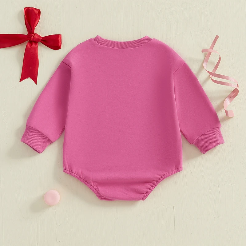 Barboteuse sweat-shirt à manches longues et col rond pour bébé fille de 0 à 18 mois, combinaison imprimée avec nœud, collection printemps-automne