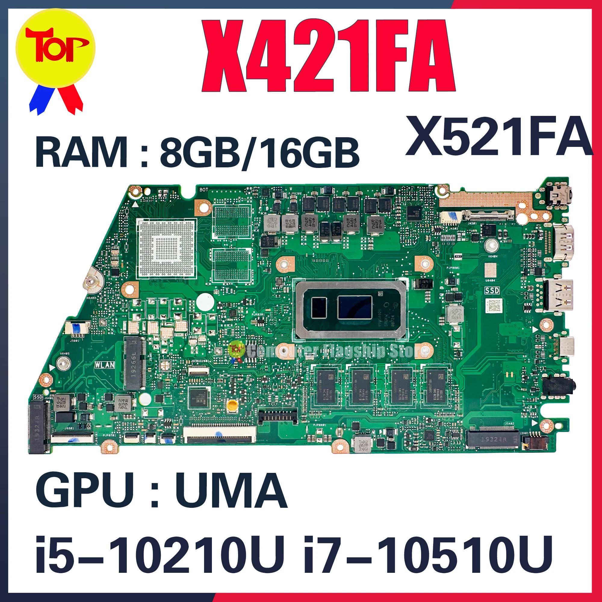 X421FL Mainboard For ASUS X421FA X521FL X521FA S433F S533F V4050F Laptop Motherboard i5 i7 10th Gen 8GB/16GB-RAM 100% Test OK