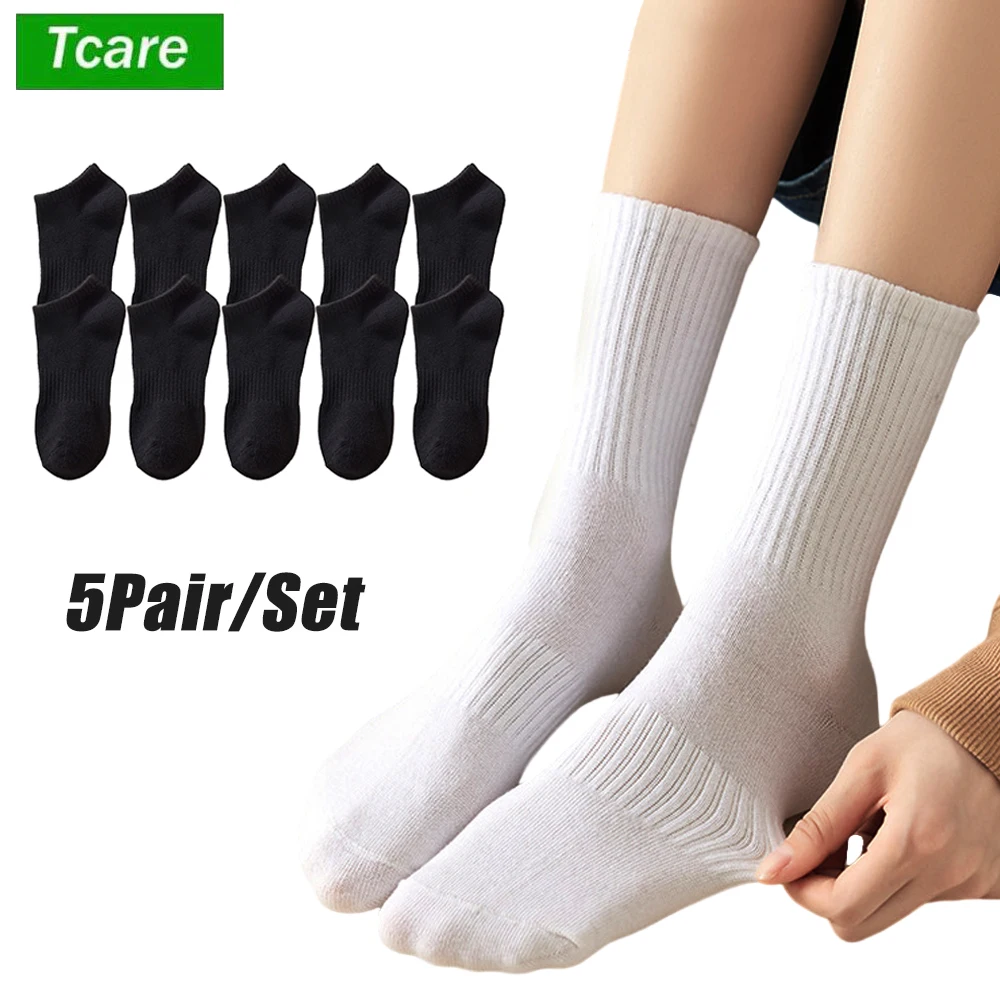 5Pairs Running Ankle Socks Athletic Sport Socks Cushioned,Outdoor Athletic Crew Socks Thick Compression Long Running Sport Socks