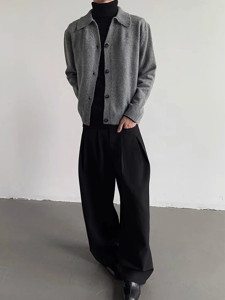 Vintage بدوره إلى أسفل طوق محبوك معاطف الرجال العصرية طويلة الأكمام بلون Sweatercoats للرجال في الهواء الطلق سترة بأزرار عادية