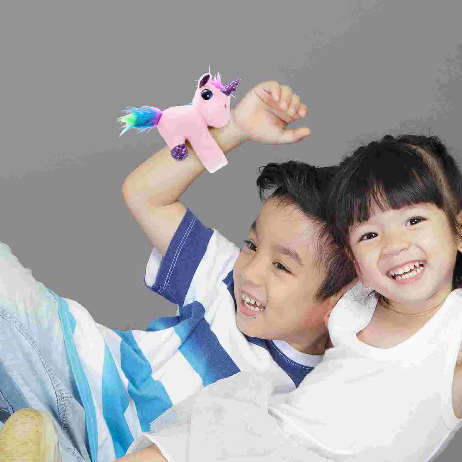 Hug The Ring Plush Unicorn Slap Bracelet Bands for Kids Stuffed Bracelets Fluffy Novel Animal Pp Cotton Cartoon