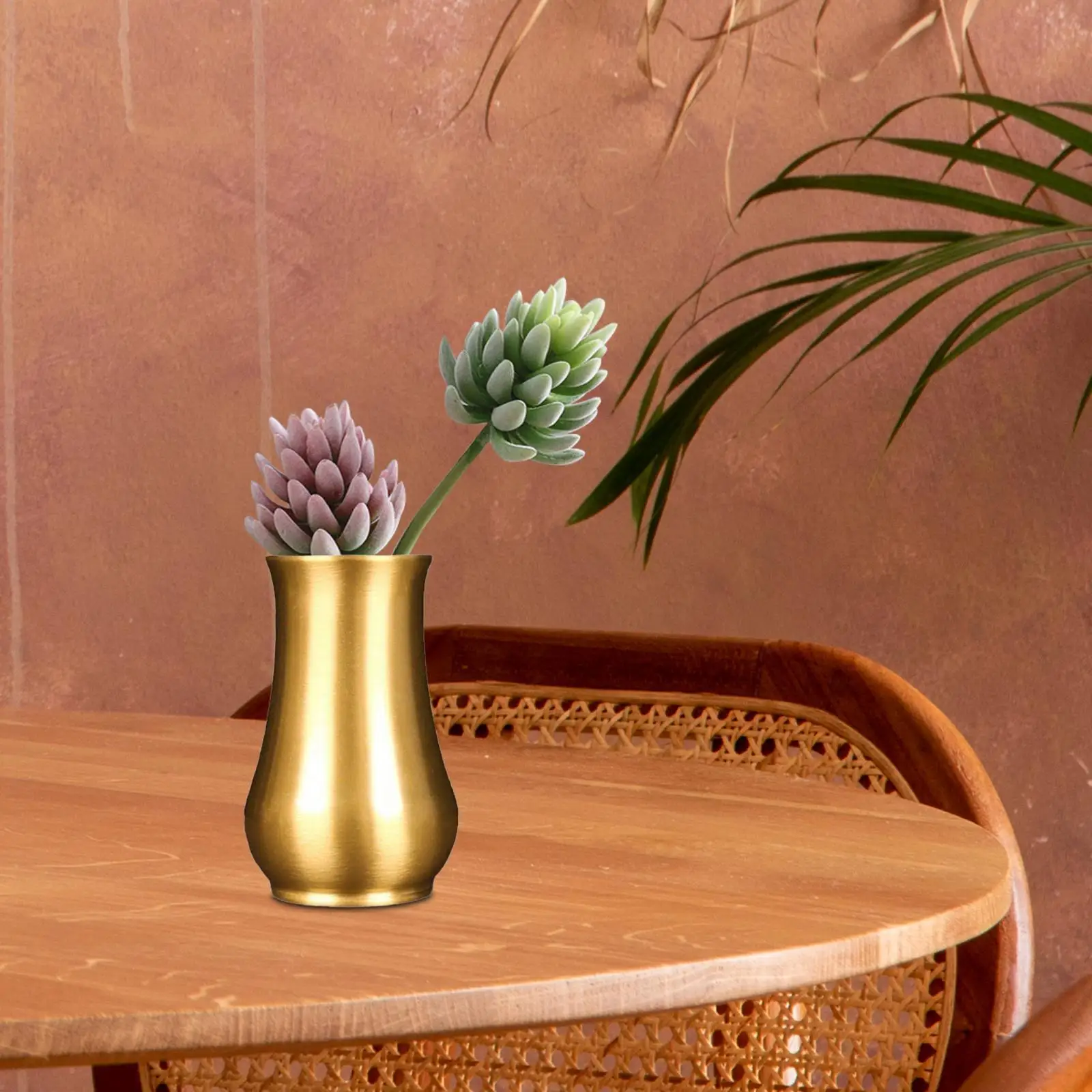 Brass Vase 8.5cmx5.5cm Rustic Flower Pot for Wedding Coffee Table Home Decor