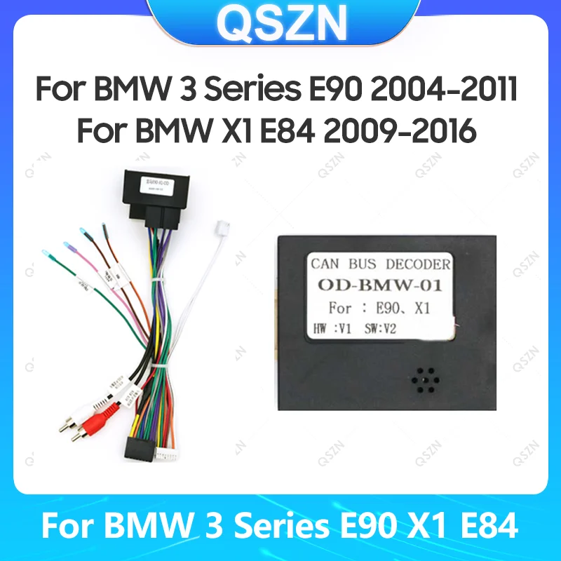 For BMW 3 Series E90 X1 E84 16 Pin Multimedia Car Radio Wiring Harness Cable Can Bus Box Decoder Adapter Quadlock Harness