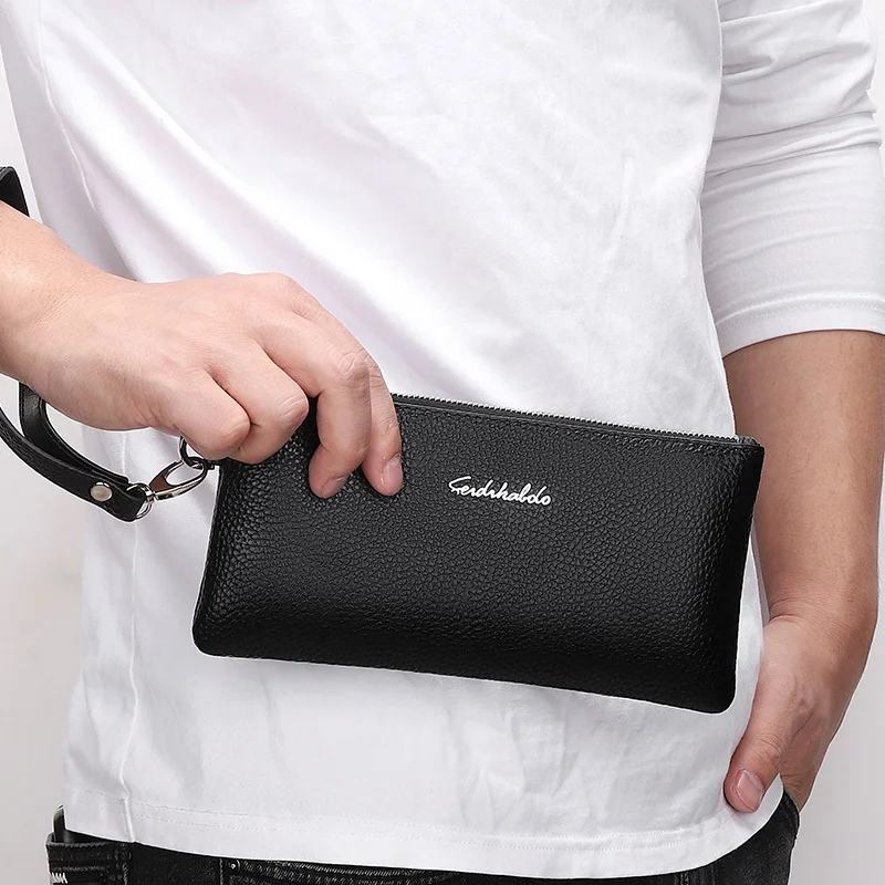 Genuine Leather Men's Clutch Bag New Fashion High Quality Real Leather Long Wallet Phone Purse Man Shoulder Bags sac 가방