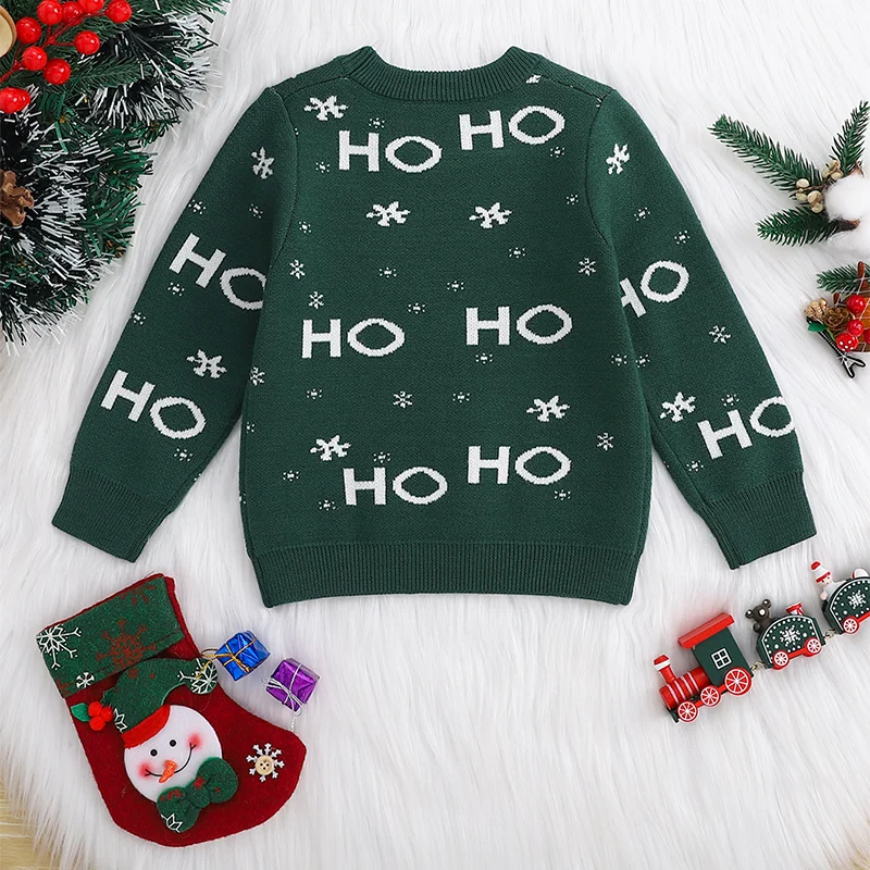 Children's Christmas round Neck Knitted Sweater, Cute Santa Claus Design, Suitable for Spring, Autumn and Winter Section Warm