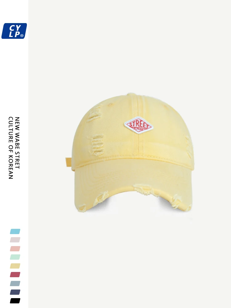 

Washed alphabet cloth label soft top baseball cap spring and summer travel versatile cap