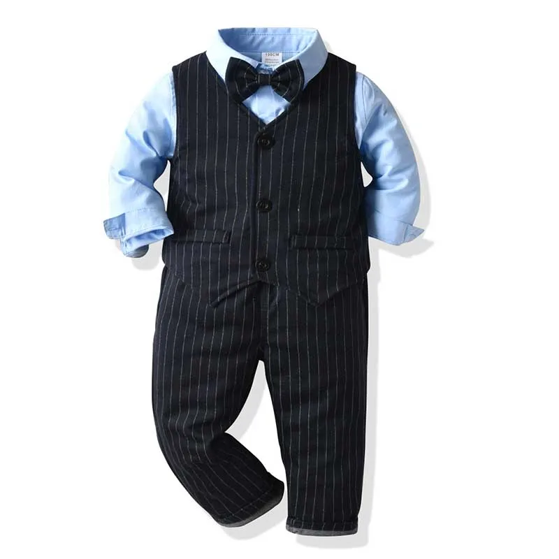 Kids Boys Wedding Suits Toddler Formal Suit Children Autumn Gentleman Birthday Party Suits British Wind Baby Boys Clothing Set