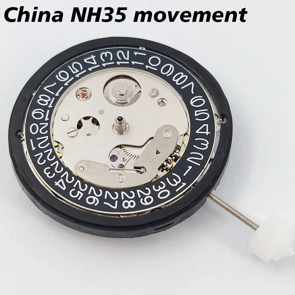 NH35 Movement 3 O'Clock Black Date High Accuracy 24 Jewels Calendar High Accuracy Automatic Mechanical NH35A Mechanical Movement