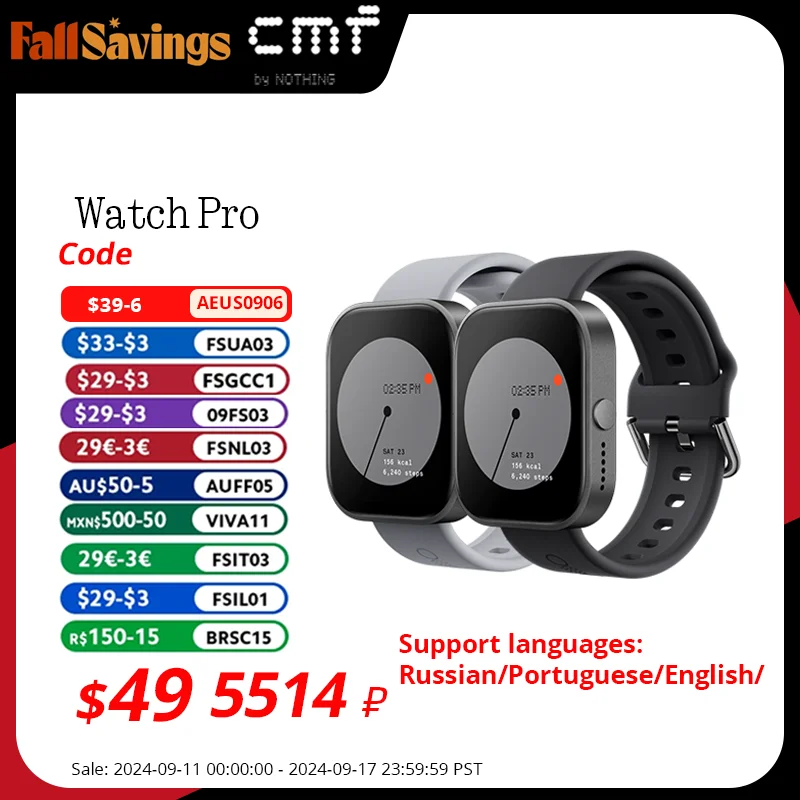 Versione globale CMF by nut Watch Pro 1.96 "AMOLED Bluetooth 5.3 chiamate BT con riduzione del rumore AI Smartwatch GPS CMF watch Pro