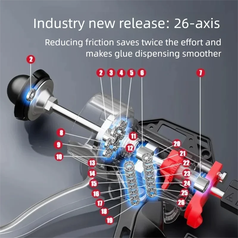 26 łożysk 15 cali Szklany pistolet do silikonu Narzędzie do silikonu 360 °   Obrotowe, wielofunkcyjne, ręczne pistolety do silikonu i kleju.