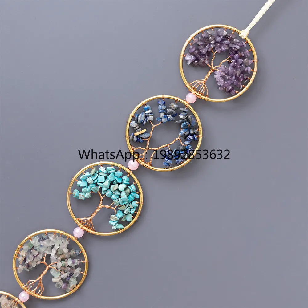 Crystal gravel tree of life pendant colorful hand-woven pendant room living room wall decoration
