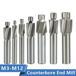 Milling Cutter HSS Counterbore End Mill M3-M12 Pilot Slotting Tool Countersink End Mills CNC Router Bit Milling Tool
