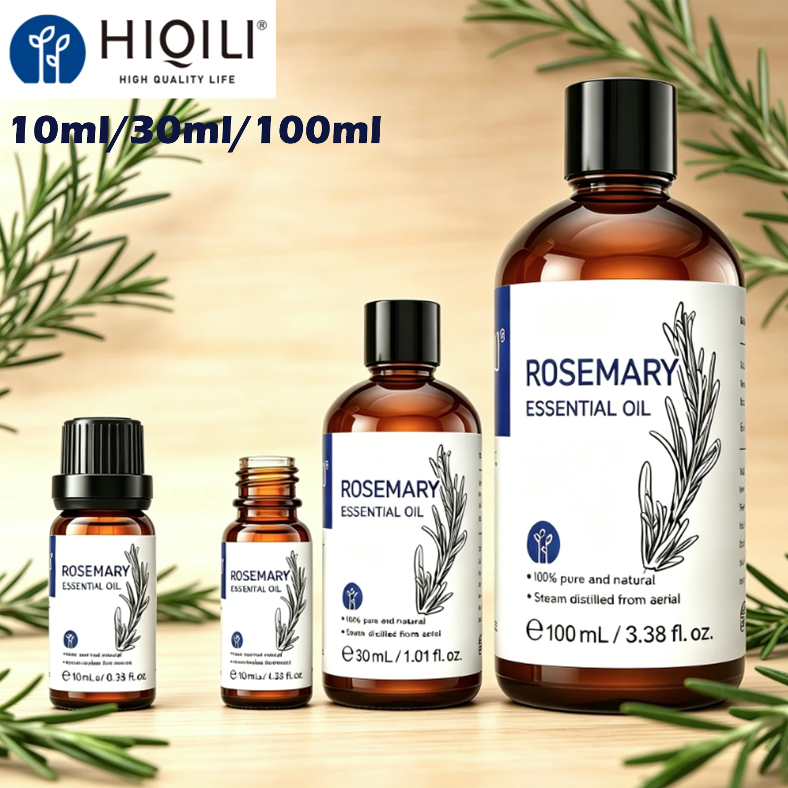 HIQILI Aceite esencial de 10ml/30ml/100ml con gotero, hierba de limón/almendra/nariz de cabra/árbol de alcanfor/oriole/neroli, difusor/humidificador