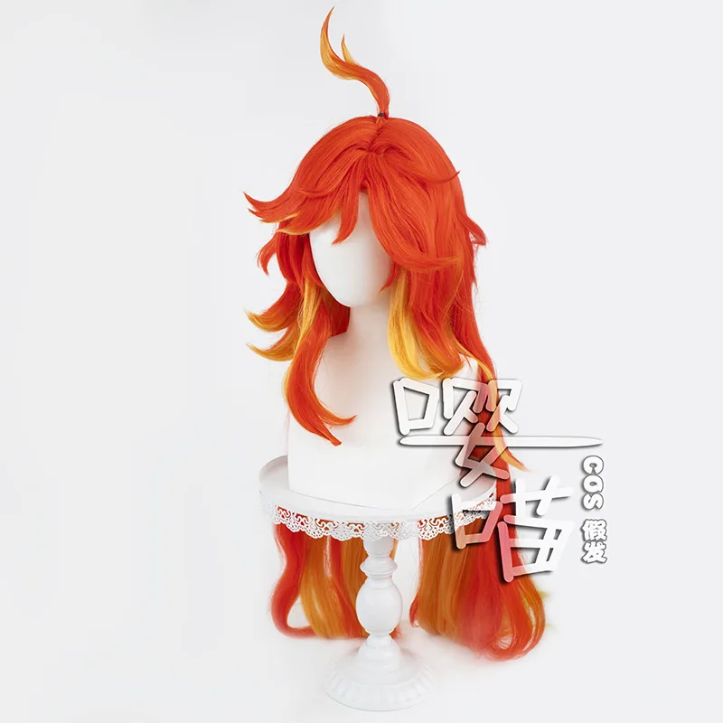 Genshin Impact Pyro Archon Mavuika Cosplay Wig 105CM Gradient Heat Resistant Synthetic Wig Anime Mavuika Cosplay Wigs Halloween