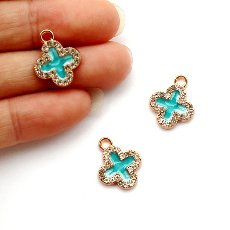 10PCS Fashionable Shiny Cross Zircon Alloy Enamel Pendant Charms Dangle DIY Necklace Bracelet Keychain Earrings Accessories - Image 6