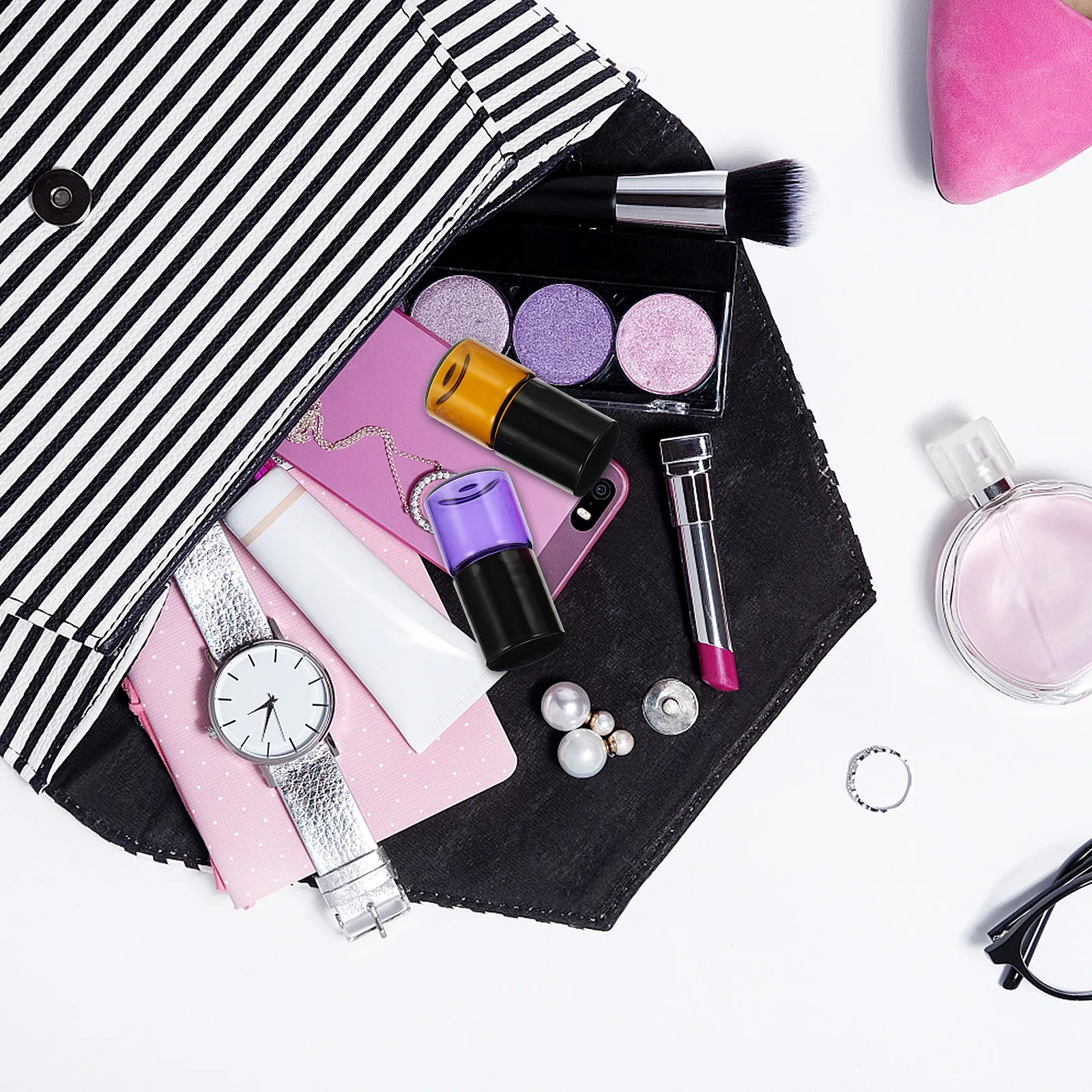 

Набор из 16 мини-флаконов-роллеров по 1 мл, стеклянные многоразовые емкости для эфирных масел с герметичной конструкцией для путешествий и ежедневного ухода за телом