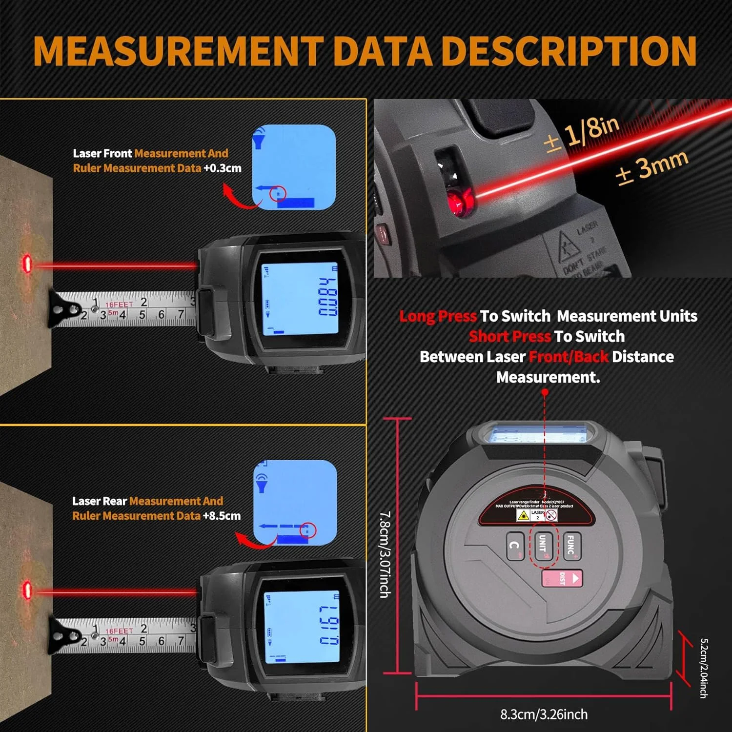 1 buah Pita Ukur Laser, Alat P - Industrial Laser Tape Measure ulasan dan harga