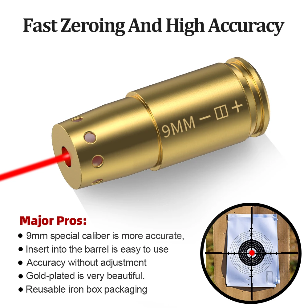 2024 Lase-r Bore Sight .9mm Cal Red Lase-r Boresighter End Barrel for Revolvers Pistols Rifle Air Guns