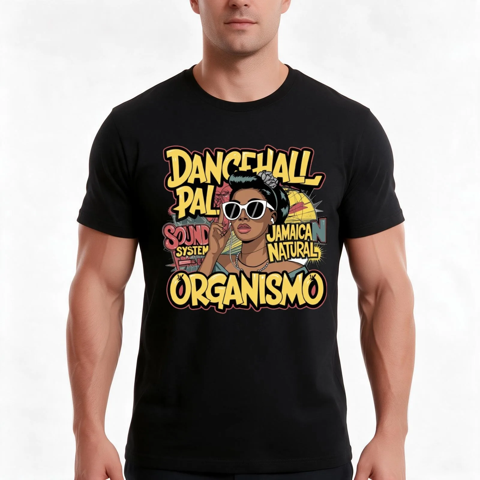 Dancehall Queen Vibes - Vibrant Jamaican Sound System Art T-Shirt, Summer Casual Cotton Tee, Oversized Streetwear Tops