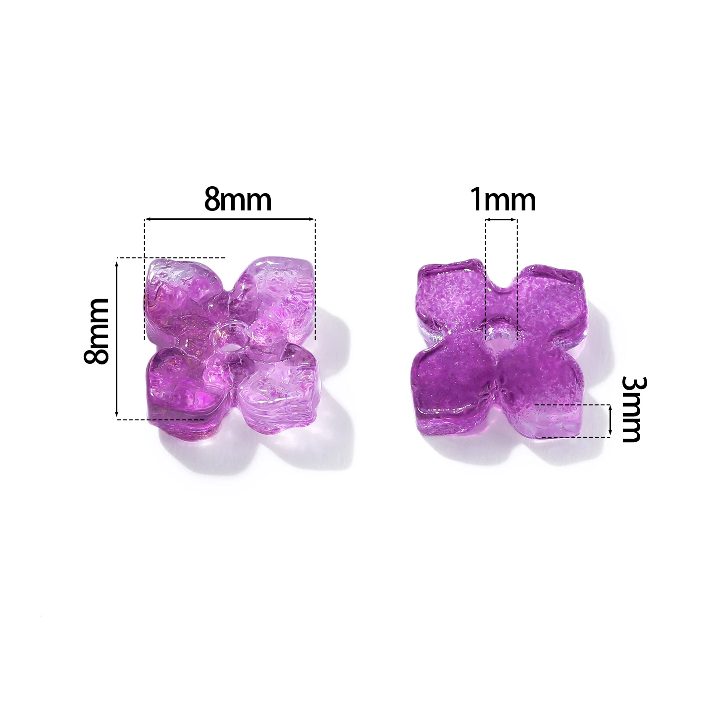 10pcs 8*8mm Colored Flower Shaped Beads Glass Spacer Loose Beads for DIY Earrings Phone Chains Necklaces Jewelry Making Findings