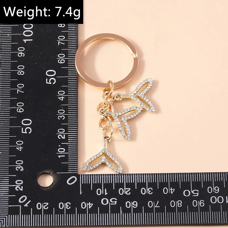 Fashion Crystal Mermaid Keychain Animal Keyrings Gift for Women Girls Handbag Pendants DIY Car Key Holder Accessories