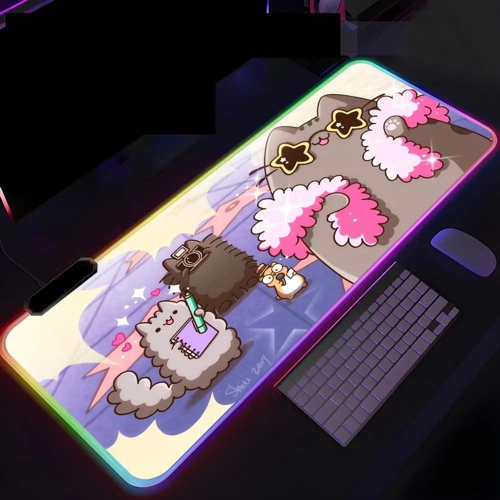 

Funny Cute Pusheen C-Cat Mouse Pad Mousepad Rgb Mouse Pad Gaming Backlight Pc Accessories video game Gamer Keyboard Backlit Mat