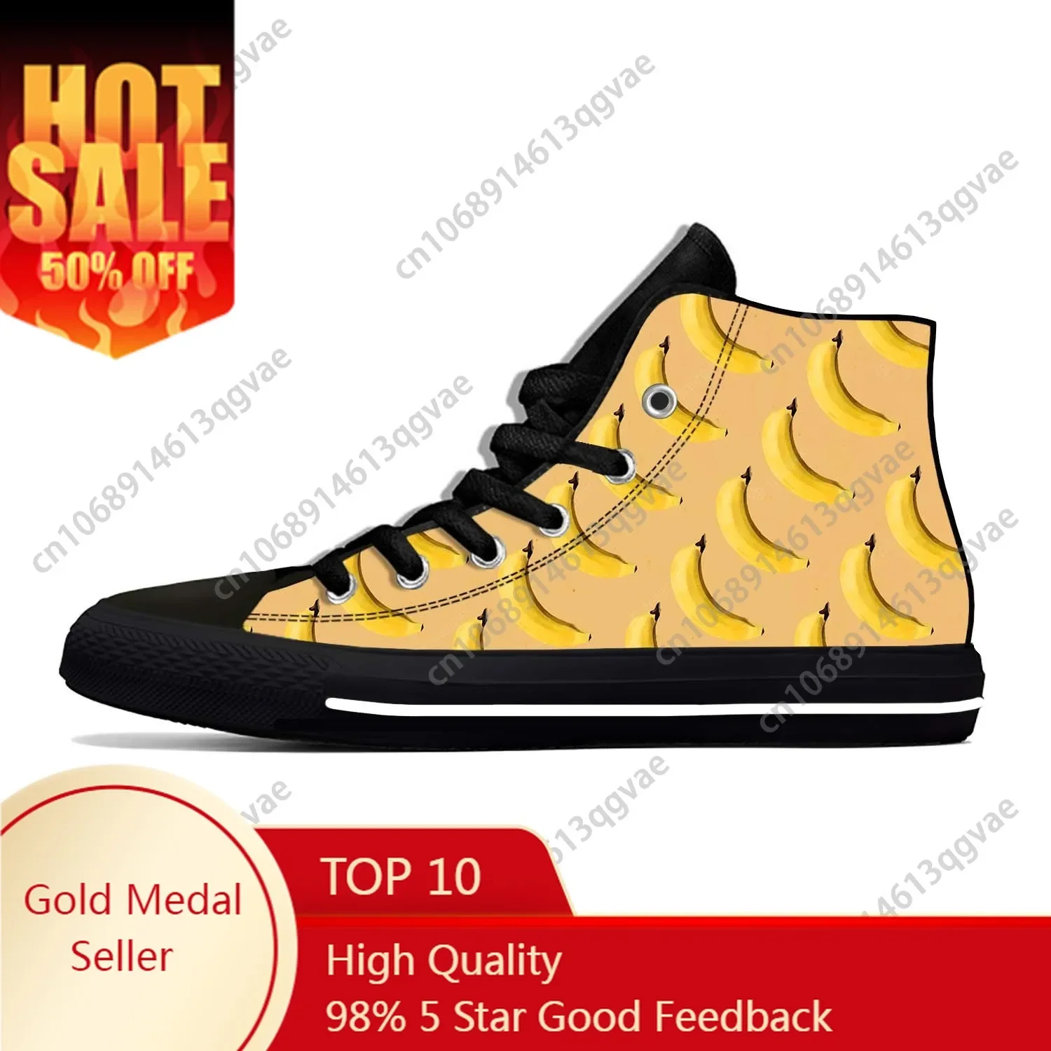 

Anime Cartoon Manga Comic Fruit Banana Pattern Casual Cloth Shoes High Top Comfortable Breathable 3D Print Men Women Sneakers